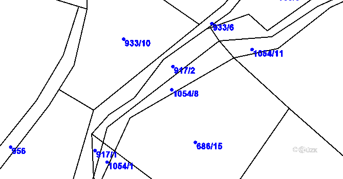 Parcela st. 1054/8 v KÚ Puklice, Katastrální mapa