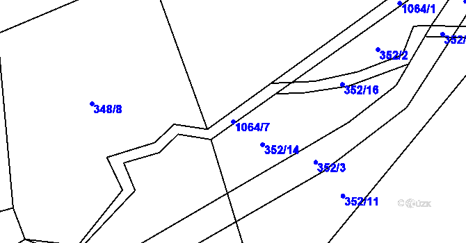 Parcela st. 1064/7 v KÚ Puklice, Katastrální mapa