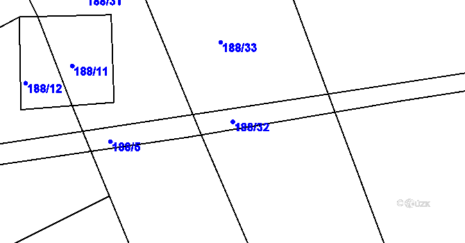 Parcela st. 188/32 v KÚ Puklice, Katastrální mapa