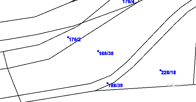 Parcela st. 188/38 v KÚ Puklice, Katastrální mapa