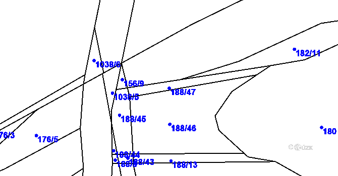 Parcela st. 188/47 v KÚ Puklice, Katastrální mapa