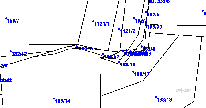 Parcela st. 188/52 v KÚ Puklice, Katastrální mapa