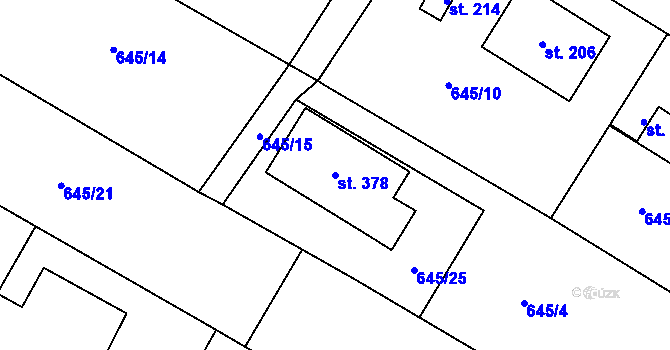 Parcela st. 378 v KÚ Puklice, Katastrální mapa