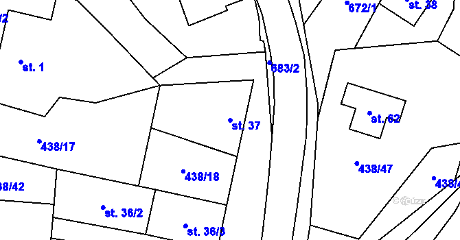 Parcela st. 37 v KÚ Studénky, Katastrální mapa