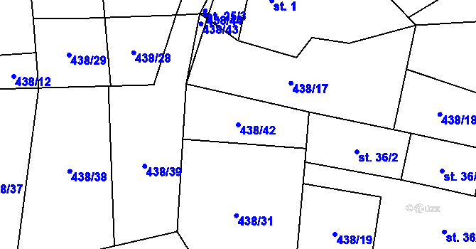 Parcela st. 438/42 v KÚ Studénky, Katastrální mapa