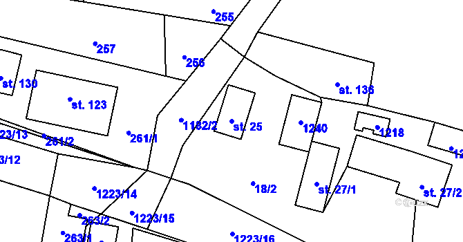 Parcela st. 25 v KÚ Pulčín, Katastrální mapa
