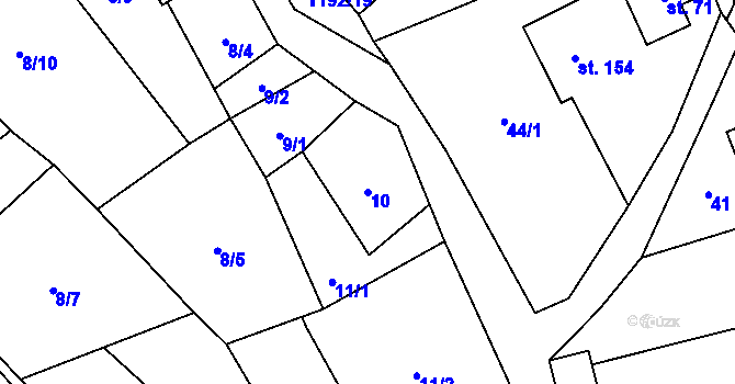Parcela st. 10 v KÚ Pulčín, Katastrální mapa