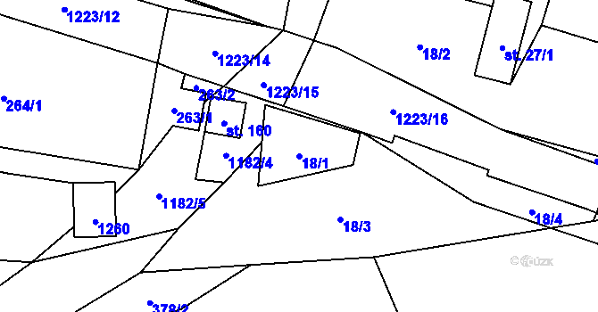 Parcela st. 18/1 v KÚ Pulčín, Katastrální mapa