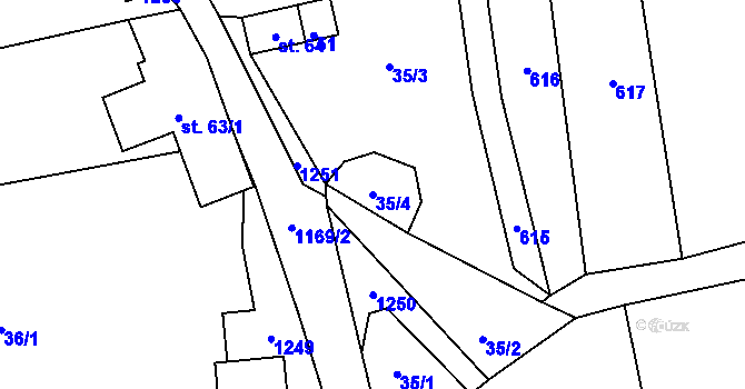 Parcela st. 35/4 v KÚ Pulčín, Katastrální mapa