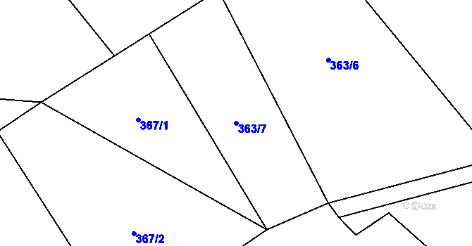 Parcela st. 363/7 v KÚ Pulčín, Katastrální mapa