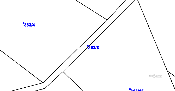 Parcela st. 363/8 v KÚ Pulčín, Katastrální mapa