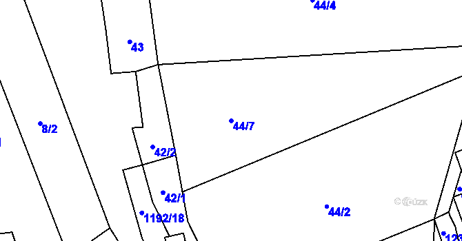 Parcela st. 44/7 v KÚ Pulčín, Katastrální mapa