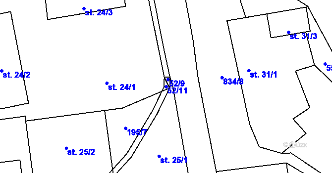 Parcela st. 52/11 v KÚ Purkarec, Katastrální mapa