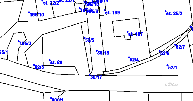 Parcela st. 35/18 v KÚ Purkarec, Katastrální mapa
