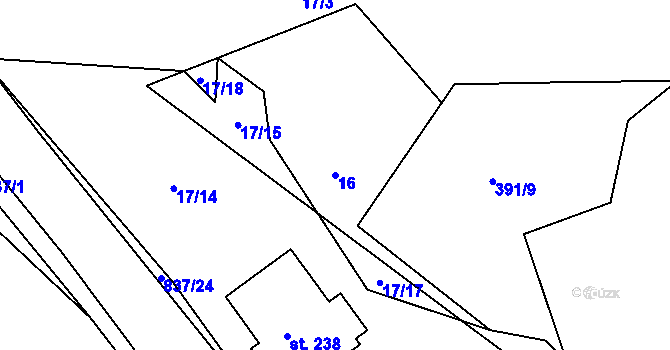 Parcela st. 16 v KÚ Purkarec, Katastrální mapa