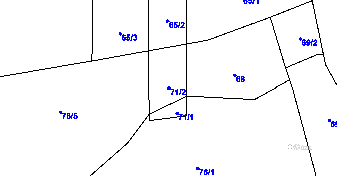 Parcela st. 71/2 v KÚ Purkarec, Katastrální mapa