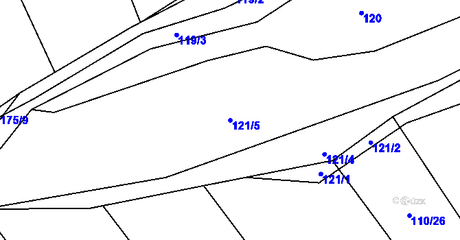 Parcela st. 121/5 v KÚ Purkarec, Katastrální mapa