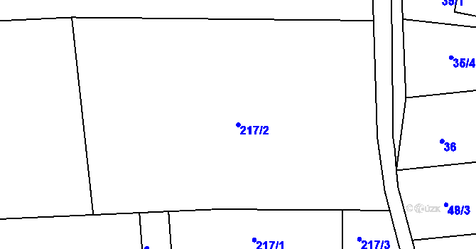 Parcela st. 217/2 v KÚ Purkarec, Katastrální mapa