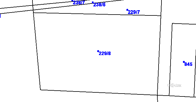 Parcela st. 229/8 v KÚ Purkarec, Katastrální mapa