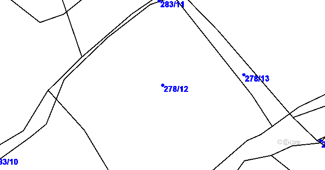 Parcela st. 278/12 v KÚ Purkarec, Katastrální mapa