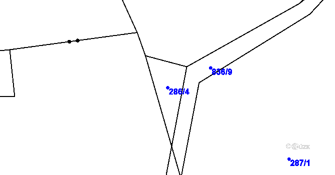 Parcela st. 286/4 v KÚ Purkarec, Katastrální mapa