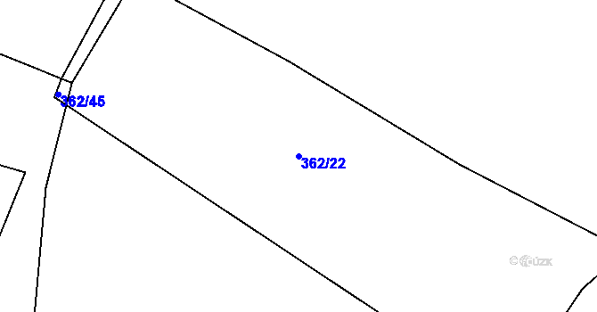 Parcela st. 362/22 v KÚ Purkarec, Katastrální mapa