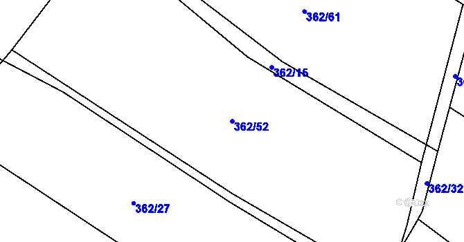Parcela st. 362/52 v KÚ Purkarec, Katastrální mapa