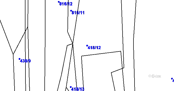 Parcela st. 418/12 v KÚ Purkarec, Katastrální mapa