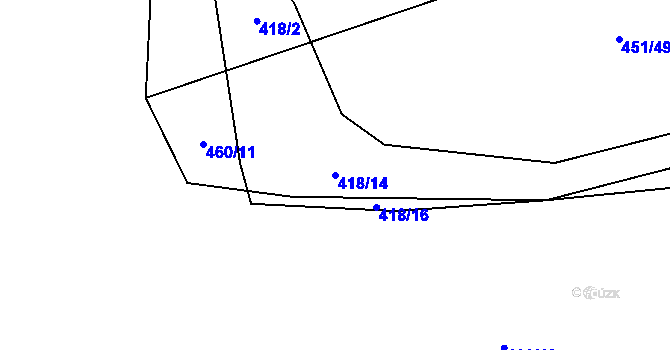 Parcela st. 418/14 v KÚ Purkarec, Katastrální mapa
