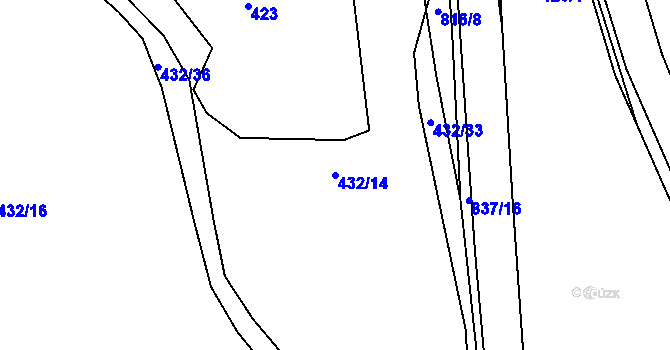 Parcela st. 432/14 v KÚ Purkarec, Katastrální mapa