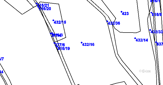 Parcela st. 432/16 v KÚ Purkarec, Katastrální mapa
