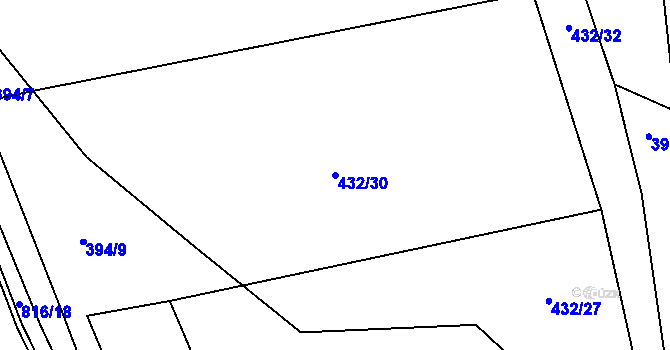 Parcela st. 432/30 v KÚ Purkarec, Katastrální mapa