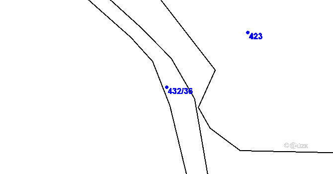 Parcela st. 432/36 v KÚ Purkarec, Katastrální mapa