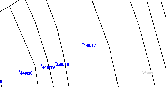 Parcela st. 448/17 v KÚ Purkarec, Katastrální mapa