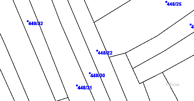 Parcela st. 448/22 v KÚ Purkarec, Katastrální mapa