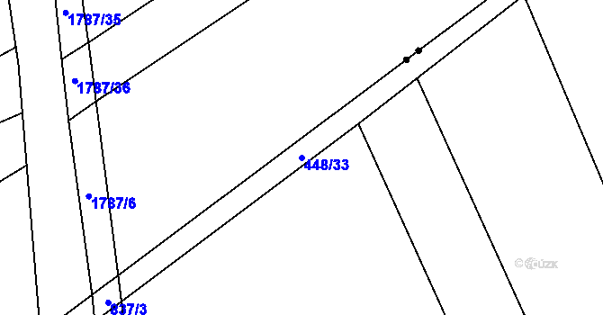 Parcela st. 448/33 v KÚ Purkarec, Katastrální mapa