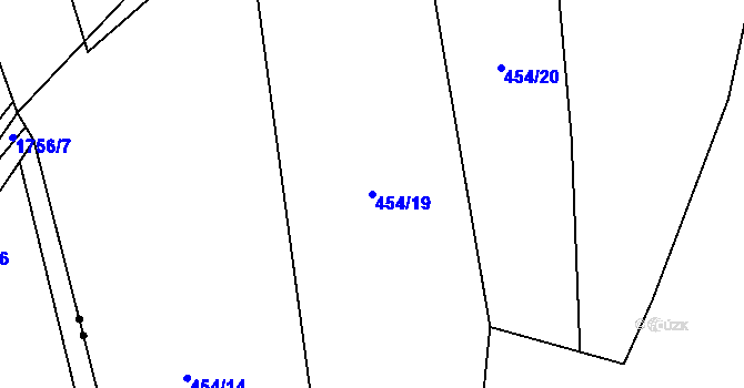 Parcela st. 454/19 v KÚ Purkarec, Katastrální mapa