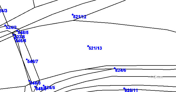 Parcela st. 521/13 v KÚ Purkarec, Katastrální mapa