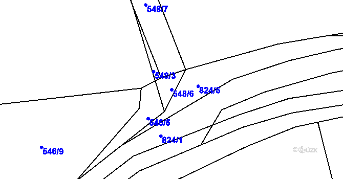 Parcela st. 548/6 v KÚ Purkarec, Katastrální mapa