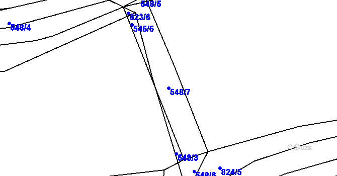 Parcela st. 548/7 v KÚ Purkarec, Katastrální mapa