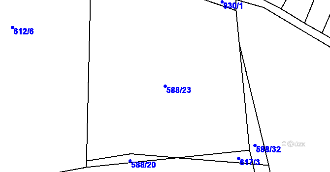 Parcela st. 588/23 v KÚ Purkarec, Katastrální mapa