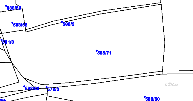 Parcela st. 588/71 v KÚ Purkarec, Katastrální mapa