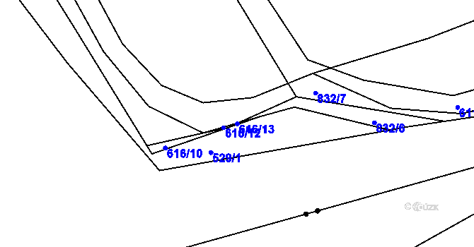 Parcela st. 616/13 v KÚ Purkarec, Katastrální mapa