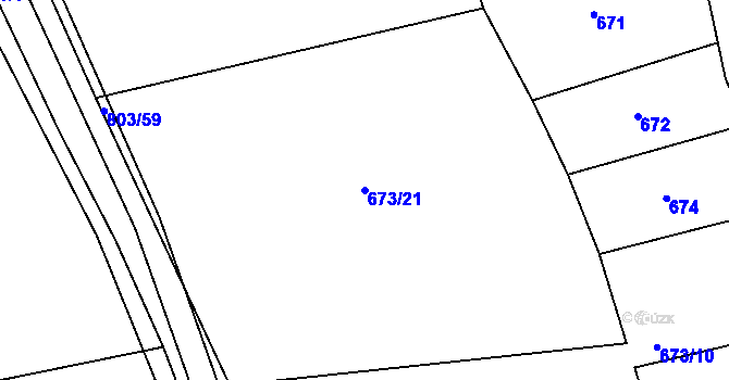 Parcela st. 673/21 v KÚ Purkarec, Katastrální mapa