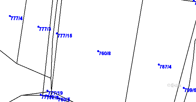 Parcela st. 760/8 v KÚ Purkarec, Katastrální mapa