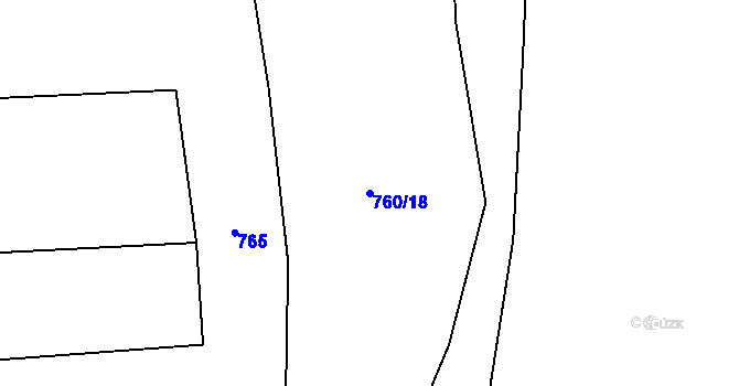 Parcela st. 760/18 v KÚ Purkarec, Katastrální mapa