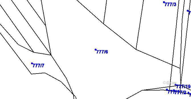 Parcela st. 777/6 v KÚ Purkarec, Katastrální mapa