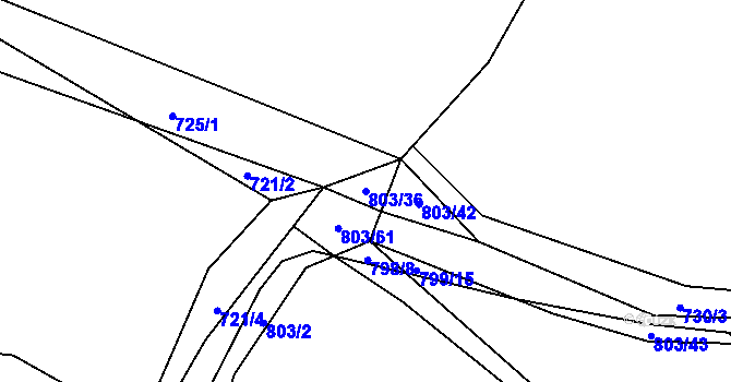 Parcela st. 803/36 v KÚ Purkarec, Katastrální mapa