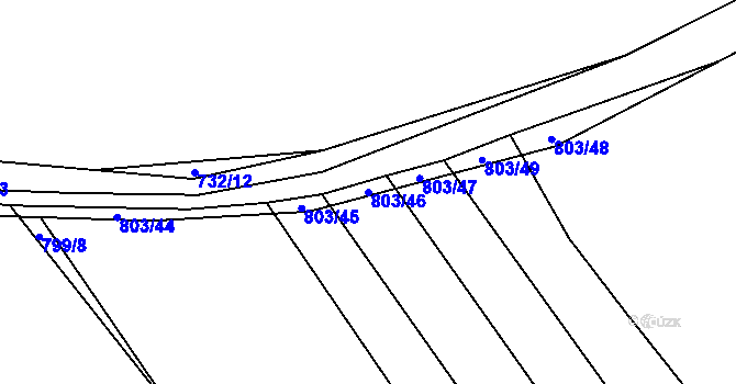 Parcela st. 803/46 v KÚ Purkarec, Katastrální mapa