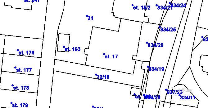 Parcela st. 17 v KÚ Purkarec, Katastrální mapa